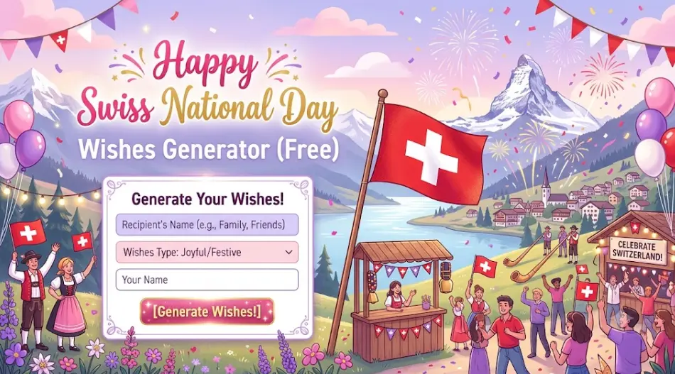 Happy Swiss National Day Wishes Generator (Free)