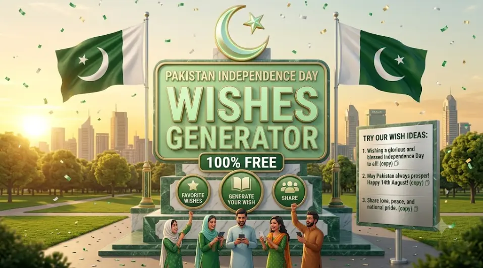 🇵🇰 Pakistan Independence Day Wishes Generator 🎉